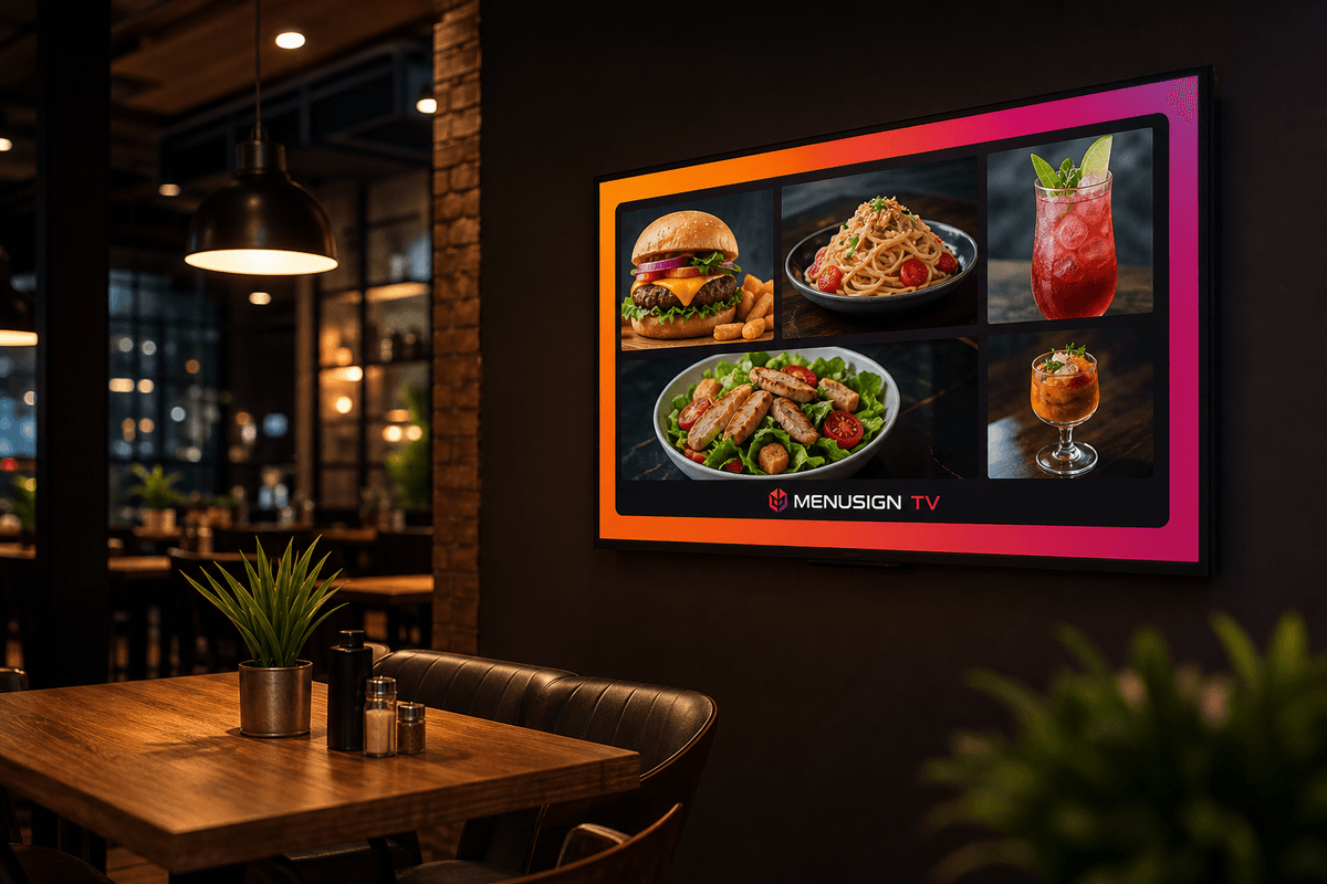 MENUSIGN TV digital menu board in a restaurant